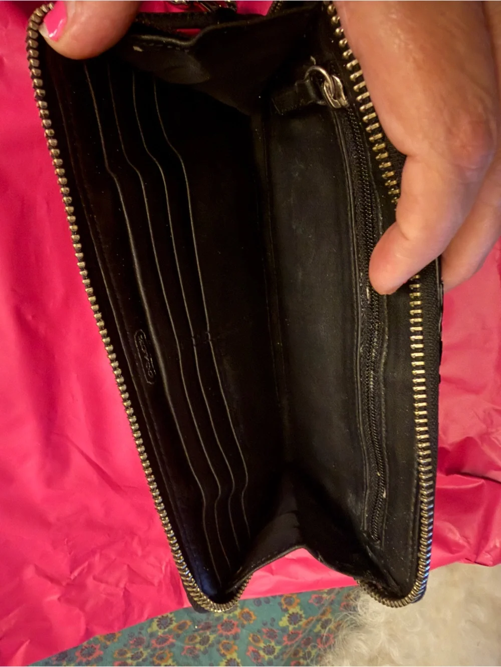 Coach Black Signature Wristlet Wallet - Good Used Condition